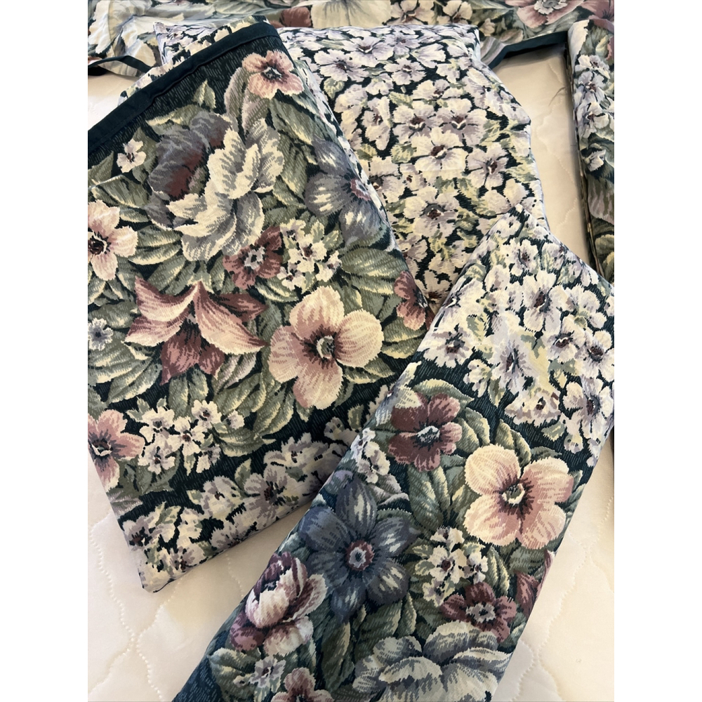 J.C. Penney Twin Floral Percale Sheet Set Shams Valance Table cover 8pcs Vintage
